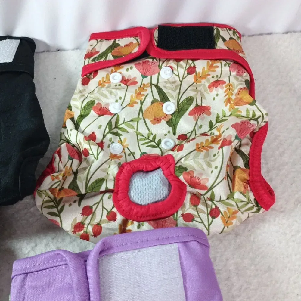 Female Dog Diapers Washable Reusable Lot 6 Adjustable Pet Diaper Wraps